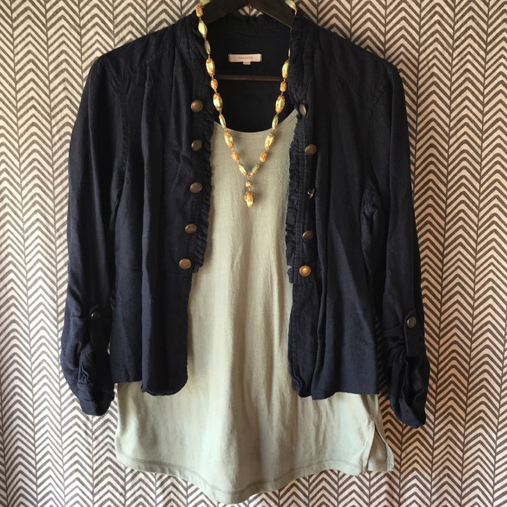 Maurice’s Women Sz Large Navy Blue Jacket w/ Brass Button Detail